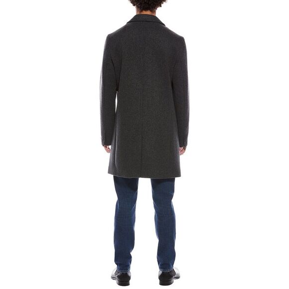Cole Haan Mens Wool-Blend Top Coat, Grey - Picture 2 of 3